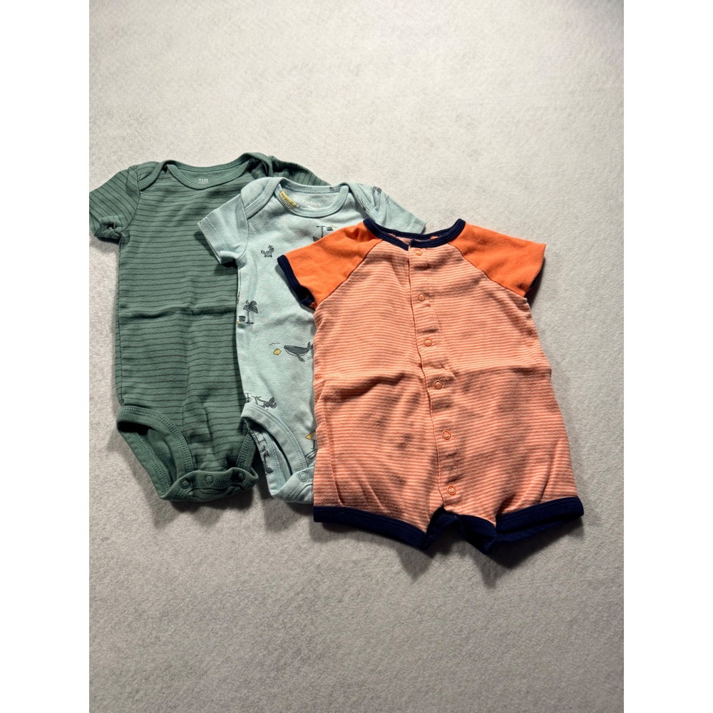 Carters Baby Boy Bodysuit Romper Bundle Shark Sea Life Striped 3M 9M 3pc Set